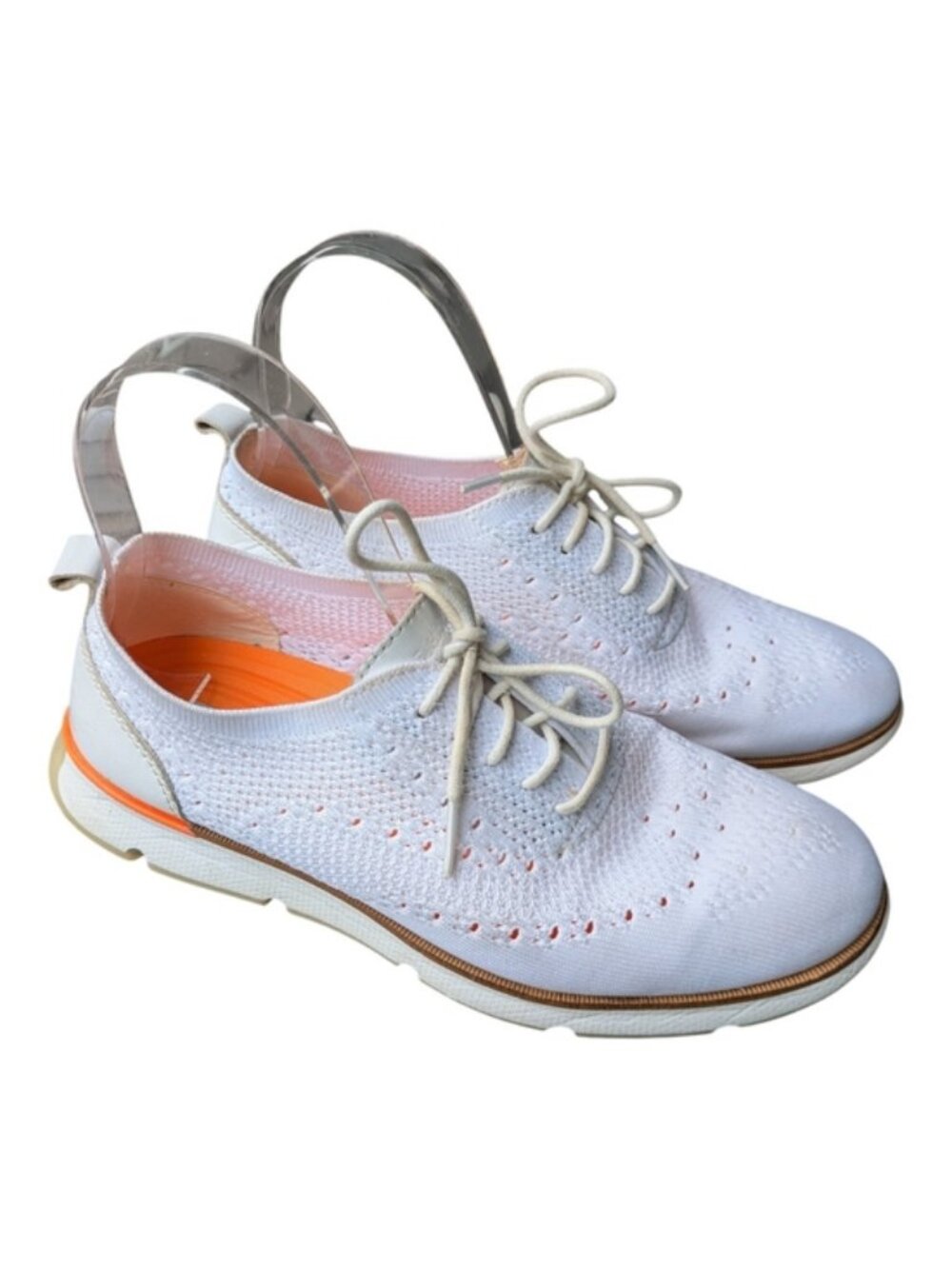Cole‎ Haan 4. Zerogrand Stitchlite Oxford White/Orange Size 7.5 Women's